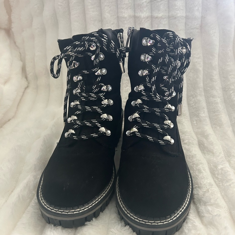 Jennifer Lopez Black Combat Boots with Silver Accents - Picture 6 of 6